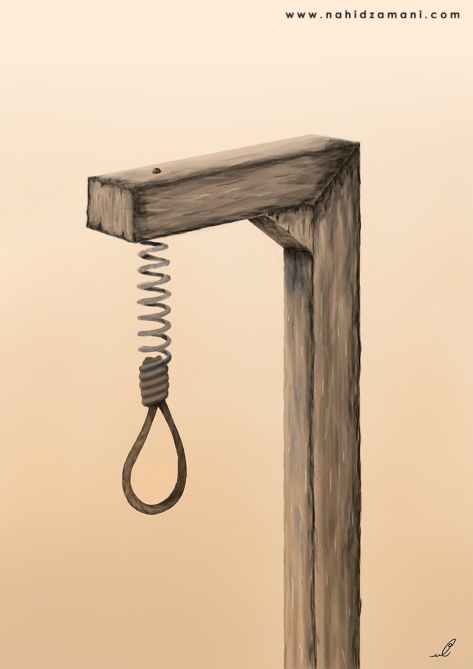 Gallows. cartoon. caricature. illustration. art. fine art. destiny.