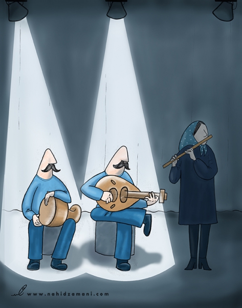 Nahid Zamani-Cartoon-Caricature-Women-Music