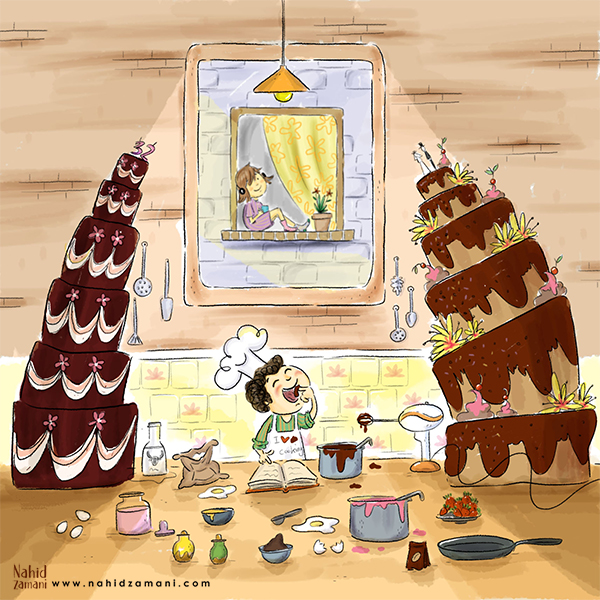 Advertising Illustration - Illustrator Confectionery - Illustration Cake -Illustration Chef -Illustration Kitchen – ناهید زمانی - تصویرسازی - تصویرگری - تصویرساز ایراین - تصویرگر ایرانی - زنان تصویرساز