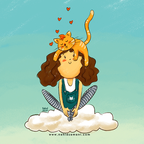 Cat Lover. Cat illustration -cat and girl illustration . I love cats - my cat illustration